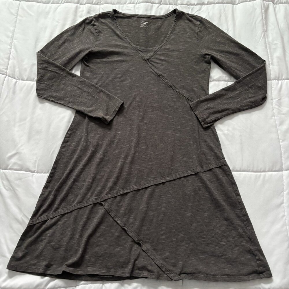 Horny Toad Womens Size Medium‎ Gray Long Sleeve Dress Fit and Flare Basic V Neck